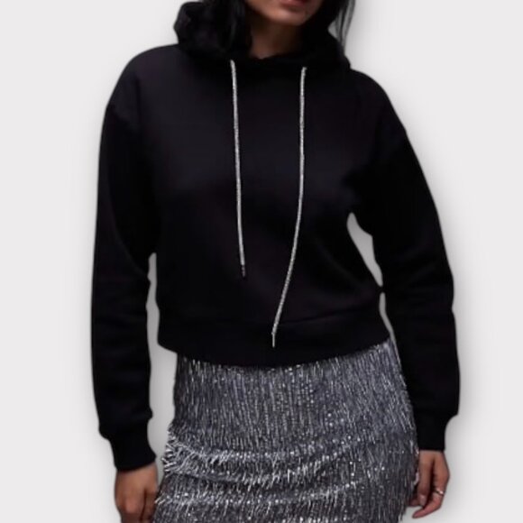 All Saints Tops - All Saints Pippa Sparkle Hoodie Black